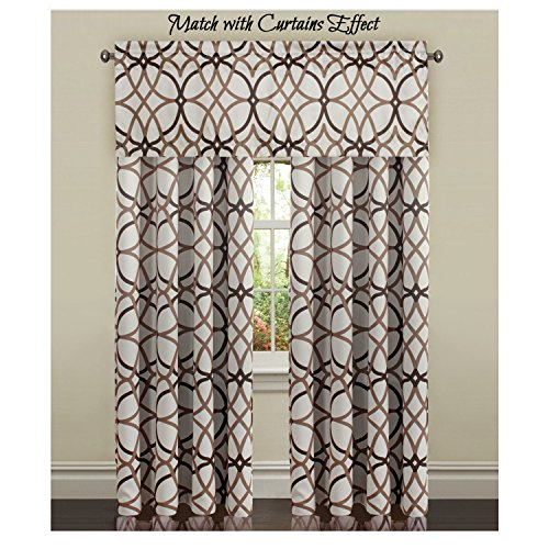 H.VERSAILTEX Blackout Curtain Valances for Kitchen/Bathroom - Thermal Insulated Window Valances for Living Room/Bedroom Rod Pocket Short Curtain 1 Panel, 52x18 inch, Geo in Taupe and Brown - color: Geo in Taupe and Brown