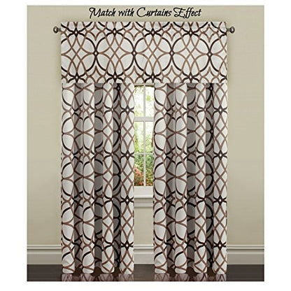H.VERSAILTEX Blackout Curtain Valances for Kitchen/Bathroom - Thermal Insulated Window Valances for Living Room/Bedroom Rod Pocket Short Curtain 1 Panel, 52x18 inch, Geo in Taupe and Brown - color: Geo in Taupe and Brown