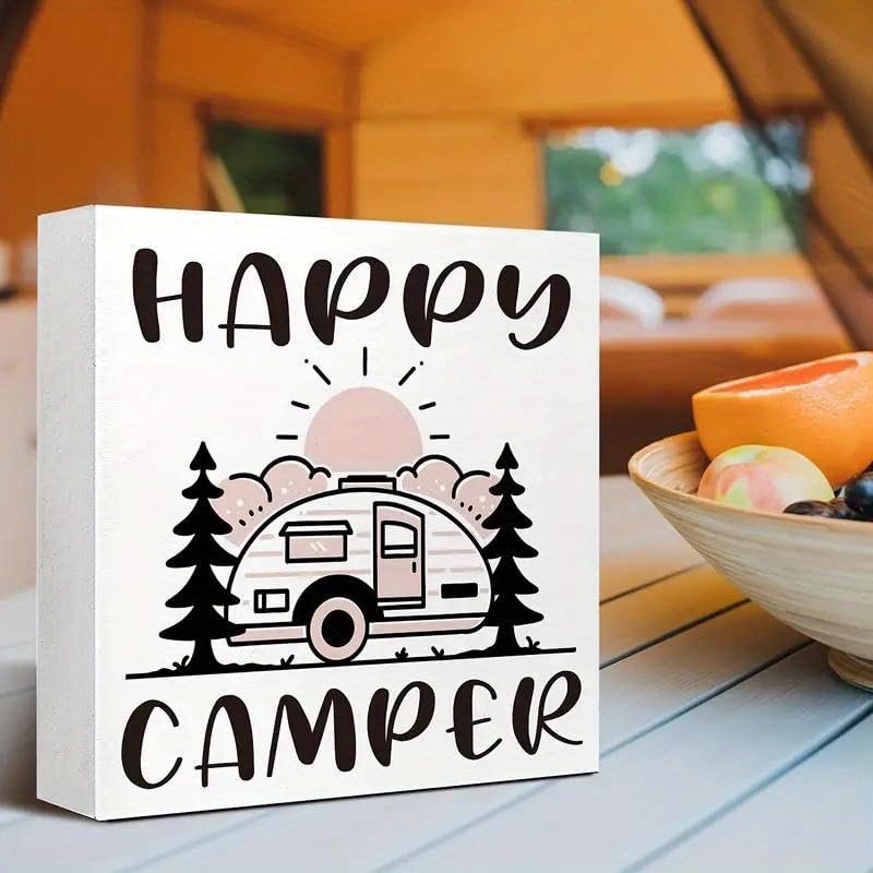 1pc Retro Style Camping-themed PVC Decorative Sign and Plaque, Suitable for Christmas Desktop Decor, Kitchen, Bathroom, Office, Farmhouse Home Decor, Ideal Present for Birthday, Halloween Thanksgiving (style A)