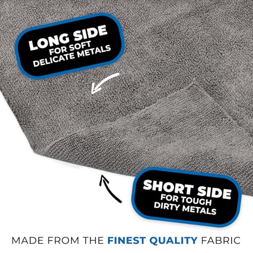 The Rag Company - The Miner - Professional Metal Polishing Microfiber Towels for Cars; Safe on High-End Wheels and Soft Metals, 70/30 Blend, Dual-Pile, 365GSM, 16in x 16in, Grey (10-Pack) - color: Miner