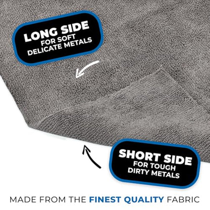 The Rag Company - The Miner - Professional Metal Polishing Microfiber Towels for Cars; Safe on High-End Wheels and Soft Metals, 70/30 Blend, Dual-Pile, 365GSM, 16in x 16in, Grey (10-Pack) - color: Miner