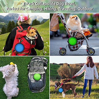 Kytely Large Collapsible Dog Bowls 2 Pack, 34oz Foldable Dog Travel Bowl, Portable Pet Water Food Bowl with Clasp, Pet Cat Feeding Cup Dish for Traveling, Walking, Hiking (Blue+Green) - color: Green & Blue