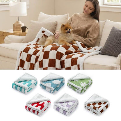 Waterproof Pet Blanket,Dog Bed Covers Small Throw for Puppy Cats Stylish Jacquard Pets Couch Sofa Furniture Protection Washable Reversible Covers (Coffee Check,XS) - color: Coffee Check, size: XS-50*70cm(20*28in)