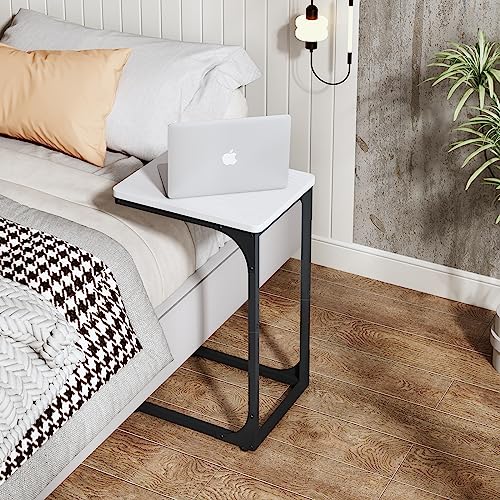 QEEIG C Table Side Table Set of 2 Living Room Sets C Shaped Couch Tray End Tables Modern, Black and White (017-30WB) - color: White & Black, size: 11.8"W x 15.7"D x 25.6"H (2P)