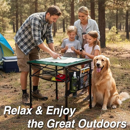 Camping Table Portable Foldable with Adjustable Height, Lightweight Collapsible Aluminum Roll-Up Camp Table with Storage Bag & Carry Bag, Heat-Resistant for RV Picnic BBQ Camping (Large 28"×25") - size: Large 28"×25" - Dining Height (32.5"H)