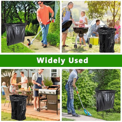 2 Pack Trash Bag Holder, Metal Garbage Bag Holder, Portable Hummingbird Pattern Base Leaf Bag Holder, Multi-use Trash Bag Holder Stand for Camping, Party, Garden - color: BlackD-2 PCS