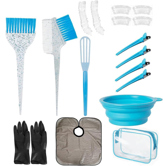 Hair Dye Color Brush and Bowl Set, Mixing Bowl with Tint Comb and Brushes for Hair Coloring Applicator (Gray & Light Blue) - color: Gray&Light Blue