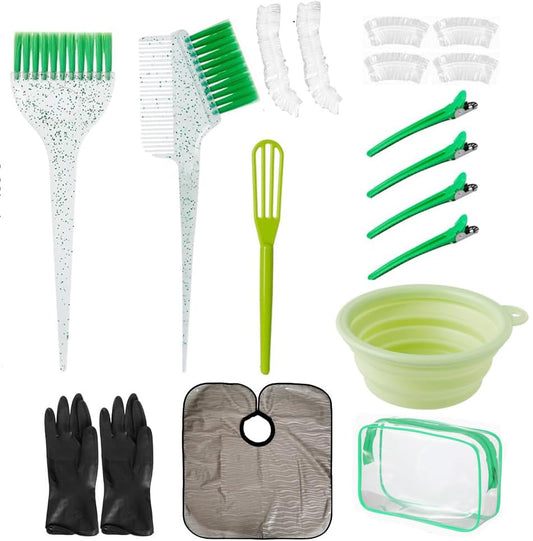 Hair Dye Color Brush and Bowl Set, Color Bowl Brushes Tool Mixing Bowl Kit Tint Comb for Hair Tint Dying Coloring Applicator (Gray&Green) - color: Gray&Green