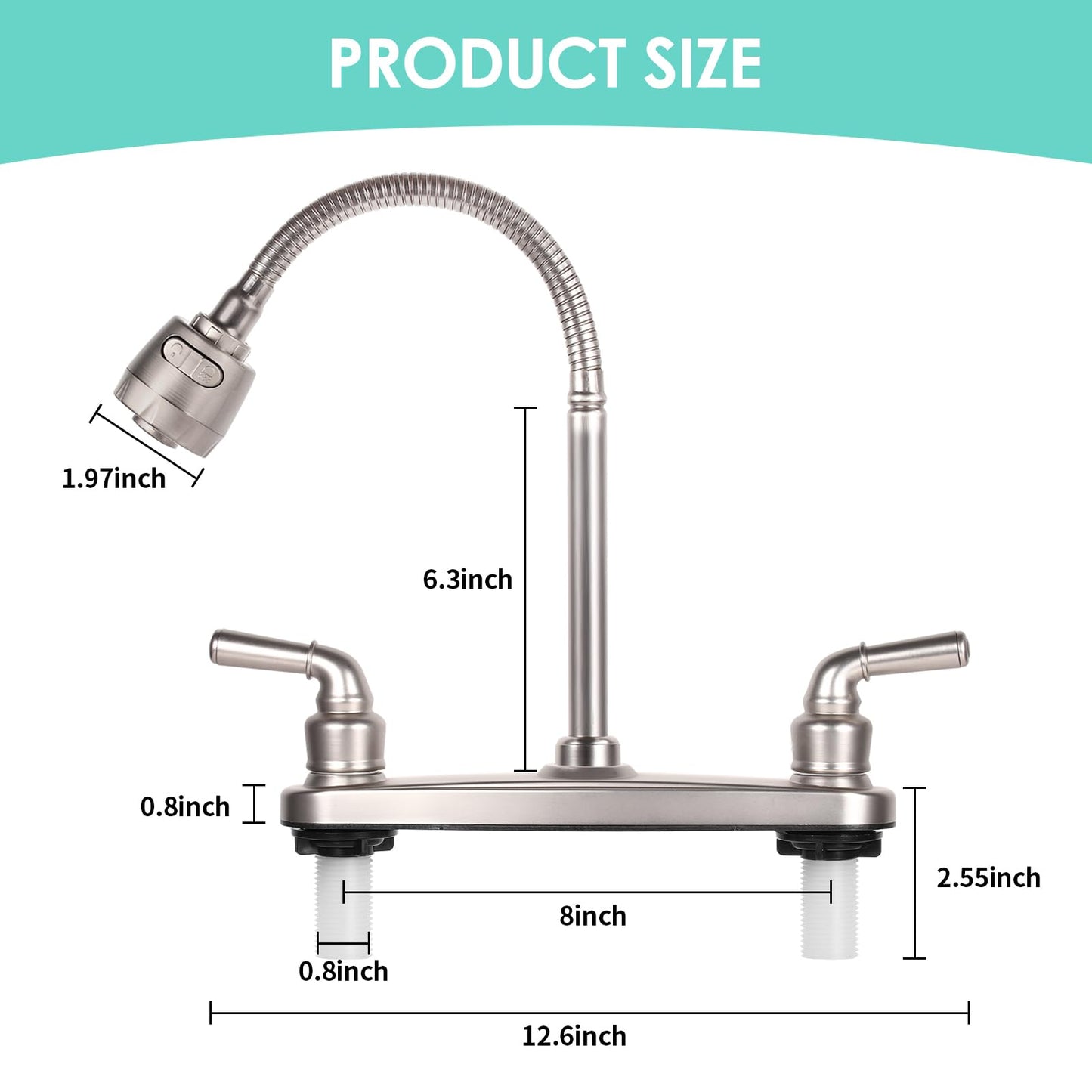 RV Kitchen Faucet Non-Metallic, Flexible Spout for Campers, Motorhomes, Travel Trailers (Brushed Nickled) - color: Brushed Nickled