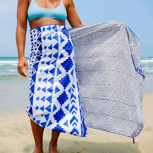 Elite Trend Quick Dry Towel Extra Large 78x35 Inch - Microfiber Beach Towel - Perfect for Beach, Travel, Swimming, Pool, Yoga, Hiking, Camping - Lightweight, Fast Drying, Compact for Adults (Aztech) - color: Aztech, style: Extra Large 78x35"