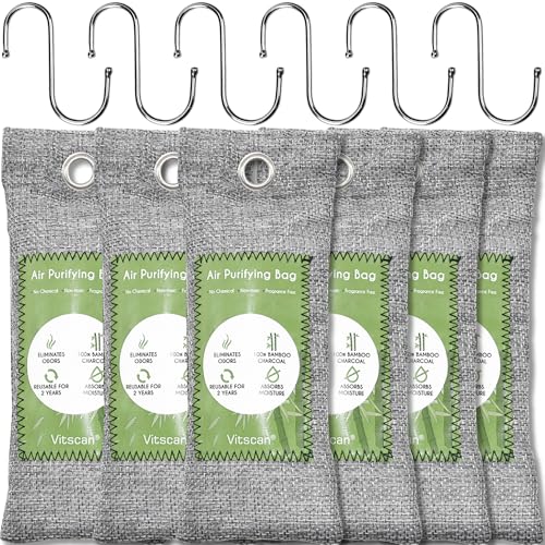 6 Pack Bamboo Charcoal Air Purifying Bag, Activated Charcoal Bags Odor Absorber, Moisture Absorber, Natural Car Air Freshener, Shoe Deodorizer, Odor Eliminators For Home, Pet, Closet - color: Valuable 6 Pack