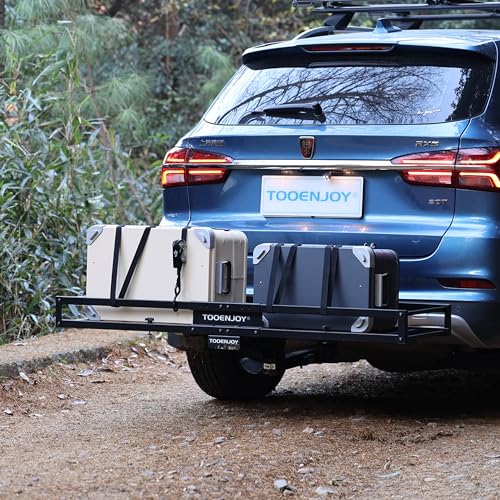 TOOENJOY 59" x 15.5" x 5" Skinny Roof Cargo Carrier Basket, Foldable and Tilting Design, 200 LBS Capacity, Fits 2" Hitch Receiver for SUV Pickup Truck - size: L59 x W15.5 Inch with Hitch