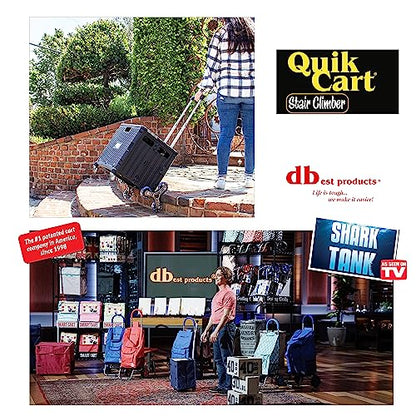 dbest Products Quik Cart Stair Climber Wheeled Rolling Crate Teacher Utility with seat Heavy Duty Collapsible Basket with Handle, 18" D x 17" W x 39" H, Black - color: Black, style: Stair Climber