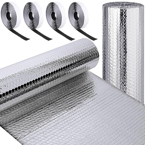 Frienda Rv Window Reflective Insulation Roll 47.2inch*50ft Double Aluminum Foil Heat Bubble Thermal Window Shade Door Cover Blackout for Garage Roof Travel Camper Skylight Shield - size: 47.2inch*50ft
