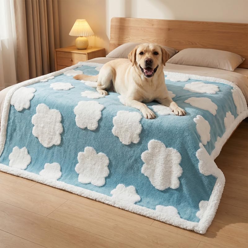 Waterproof Pet Blanket,Dog Bed Covers Small Throw for Puppy Cats Stylish Jacquard Pets Couch Sofa Furniture Protection Washable Reversible Covers (Blue Cloud,XS) - color: Blue Cloud, size: XS-50*70cm(20*28in)