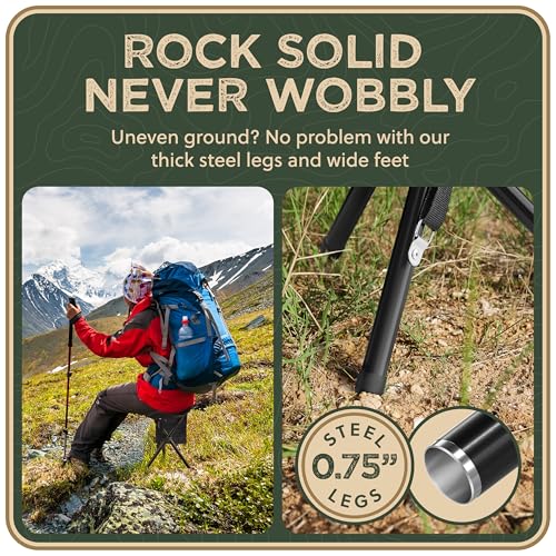 Foldable Tripod 13.4'' Stool - for Youth & Kids 4 FT+, U.S. Seller, Ultra Portable Seat, Best for Youth+Pocket - 1 lb Camping Stool, 3 Legged Strong Steel Stool, Height: 13.4 inches (Black) - color: Small Black