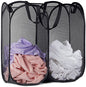 Double Laundry Hamper, Pop Up Mesh 2 Section - Handy Laundry Collapsible Divided Hamper, Large 44 Gallon Foldable Basket with Reinforced Handles for College Dorm, Travel, Home, Black - color: Black
