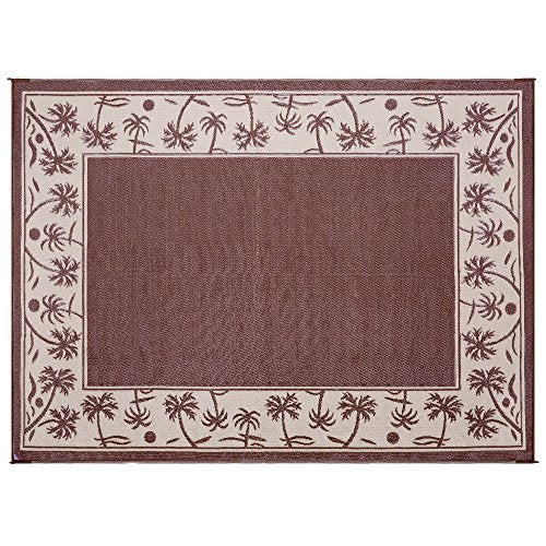Stylish Camping Outdoor Patio / RV Camping Mat - Palm Tree (Brown/Beige, 9-Feet x 12-Feet) - 209127 - color: Brown/Beige, size: 9' x 12' (Rectangular)