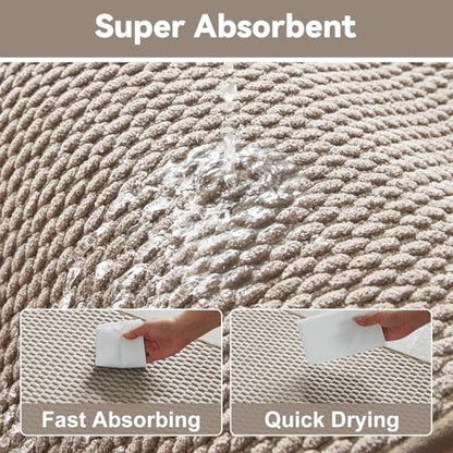 Triohero Bathroom Rugs Non Slip Washable, Super Absorbent Thin Bath Mat Small Quick Dry Low Pile Bathroom Rug, Beige 16"x24" - color: Beige, size: 16"x24"