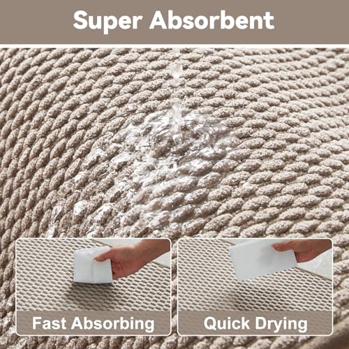 Triohero Large Bathroom Rugs Non Slip Washable Bath Rugs Super Absorbent Bathroom Rug Thin Quick Dry Low Pile Bath Mats, Beige 36"x48" - color: Beige, size: 36"x48"