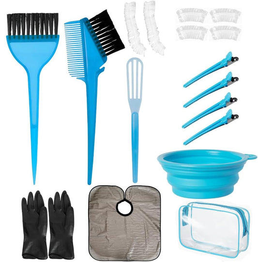Hair Dye Color Brush and Bowl Set, Color Bowl Brushes Tool Mixing Bowl Kit Tint Comb for Hair Tint Dying Coloring Applicator (Gray&Blue) - color: Gray&Blue