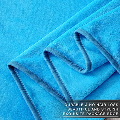 Polar Fleece Throw Blankets Travel Size Light Blue for The Bed Extra Soft Brush Fabric Super Warm Sofa Throw Blanket 50" x 61"(Lake Blue Travel) - color: Lake Blue, size: Travel (50-Inch-by-61-Inch)