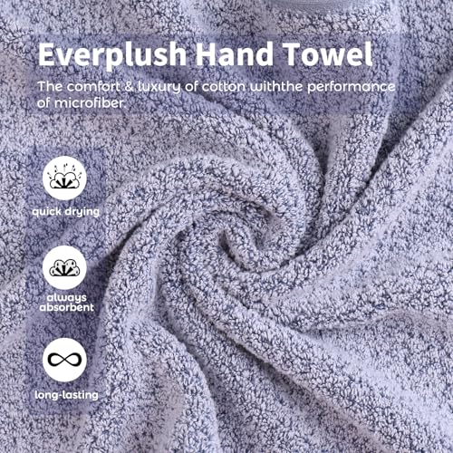 Everplush 4-Piece Premium Hand Towel Sets: Super-Soft, Highly Absorbent & Quick Drying Bathroom Towels – Versatile for Hotel, Bathroom, Shower, Spa, 16x30 Inches (Dusk, 16" x 30") - color: Dusk