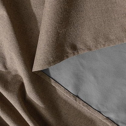 RYB HOME Brown 100% Blackout Curtains 84 inches Long, Thermal Insulating Privacy Energy Saving Linen Curtains for Bedroom Living Room Window Office Theater Dining Nursery, W52 x L84, 2 Panels - color: Brown, size: 52"W x 84"L (Pack of 2)