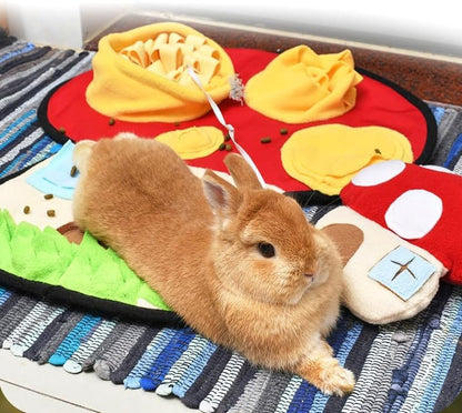 Ferret Cats Snuffle Mat Fleece Foraging Mats Interactive Feeding Toy Small Animal Rabbit Guinea Pig Rat Hamster Anti Slip Treat Dispenser Slow Feeder (Mushroom) - color: Mushroom