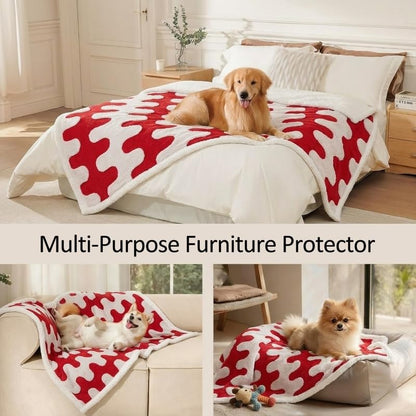 Waterproof Pet Blanket,Dog Bed Covers Small Throw for Puppy Cats Stylish Jacquard Pets Couch Sofa Furniture Protection Washable Reversible Covers (Red Wave,XS) - color: Red Wave, size: XS-50*70cm(20*28in)