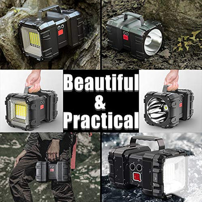AlpsWolf Rechargeable Flashlight, LED Spotlight Flashlight 20000 Capacity 4000LM 25h Ultra-Long Standby 3+4 Lights Modes Ultra Bright Flashlight Waterproof with USB Output as a Power Bank - size: X-Large