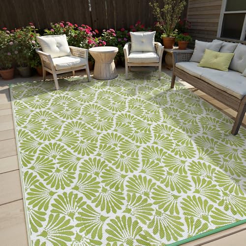 Lahome Plastic Outdoor Rug 8x10 Waterproof, Camping Rugs for Outside Your Rv, Lightweight Outdoor Mat for Beach Picnic Backyard Garden Under Awning, Pale Green,8'x10' - color: Green, size: 8' x 10' (Rectangular)