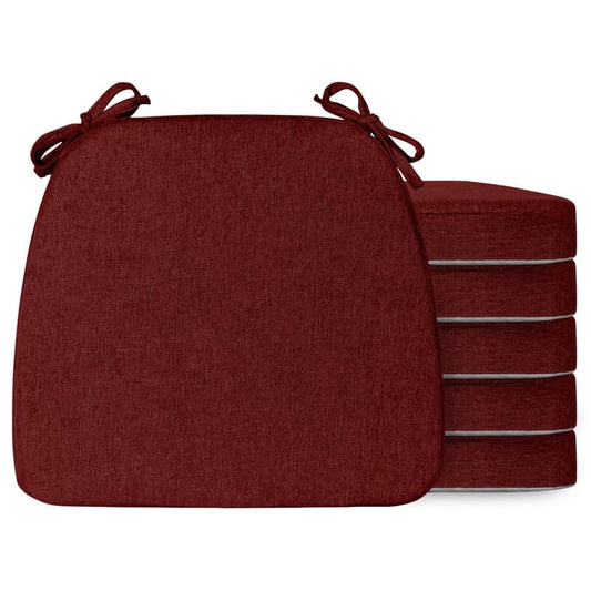 Chair Cushions Set of 6, D-Shaped Seat Cushion for Chair, Non Slip Chair Pads with Ties, 17" x 16" x 2", 40D Foam, Removable Washable Cover, Seat Cushions for Kitchen Chairs, Burgundy - color: Burgundy, size: 6 Pack