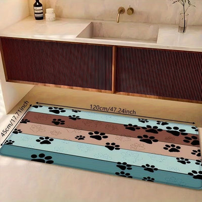 Pet Cat Dog Food Mat Dog Paw Print Non Slip Mat to Protect Floors for Food and Water, 11.7 * 19.5 in