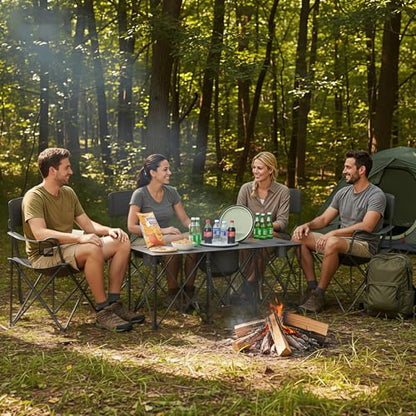 Camping Chair Set of 3, Outdoor Folding Camping Chairs for Heavy People with Cup Holder & Carry Bag,Collapsible Chair Include One Sofa Chair and Two Single Chair,Support up to 500lbs - color: Grey-5pcs