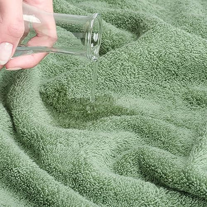 Cotton Paradise Towel Set of 6, 2 Bath Towels, 2 Hand Towels and 2 Washcloths Towels for Bathroom Sets, Green - color: Sage Green