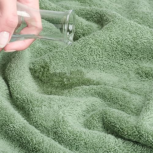 Cotton Paradise Towel Set of 6, 2 Bath Towels, 2 Hand Towels and 2 Washcloths Towels for Bathroom Sets, Green - color: Sage Green