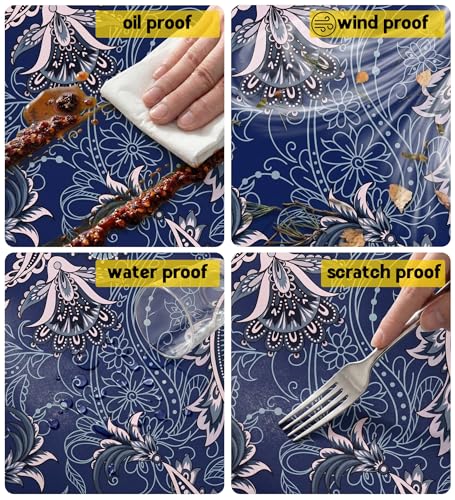 Picnic Table Cover with Bench Covers Tablecloth Table Cloth Camping Gifts for 30th 40th 50th 55th 60th 70th 80th 45th 65th 75th 40 50 55 60 65 70 Year Old Camper RV Owner Camping Lovers Men Women - color: Blue Paisley, size: 72in