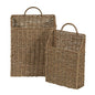 Rectangular Wicker Hanging Baskets, Set of 2, Small and Large, Handwoven Seagrass, Durable Metal Wire Frame, Multipurpose and Contemporary, Perfect for Organizing Newspapers, Mail and More, Natural