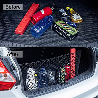 Amiss Truck Bed Cargo Net Stretchable, Adjustable Trunk Storage Net with Hook, Accessories for Pickup Bed Divider Organizer and Storage, Compatible with Chevy Silverado Ford F150 GMC (50"x 18") - size: 50×18 Inch