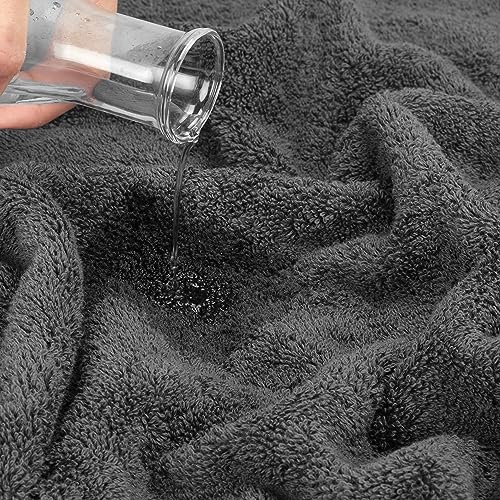 Cotton Paradise Towel Set of 6, 2 Bath Towels, 2 Hand Towels and 2 Washcloths Towels for Bathroom Sets, Smoke Gray - color: Dark Gray
