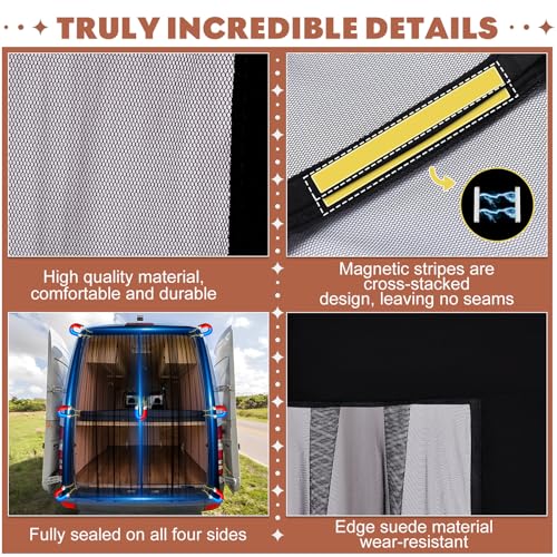 XCBYT Van Bug Screen | Magnetic Closure Bug Screen for Camping | Van Life Essentials | Universal Fit for RAM ProMaster & Ford Transit High Roof Rear Doors (79” H x 67” W) - size: Rear Door-Extra Large (79" H × 67" W)