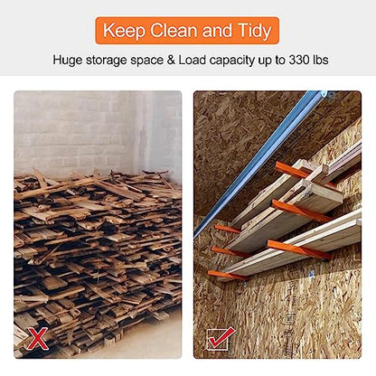 Ultrawall Wall Mount Wood Organizer and Lumber Storage Metal Rack with 3-Level - Indoor & Outdoor Use, 4 Pack - style: 4 PACK