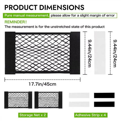 2pcs RV Cargo Storage Mesh Net,Elastic Stretchable Netting Pocket with 4 Adhesive Backing for Camper,Trailer,SUV,Truck (17.7 x 9.5 Inch)–Perfect for Holding Toiletries, Kitchen Supplies,Travel Essenti