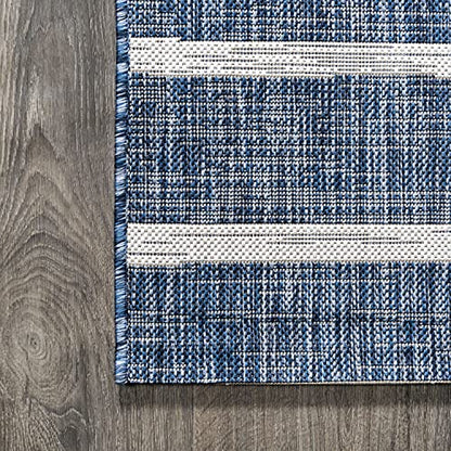 JONATHAN Y Berber Stripe Indoor Outdoor Area Rug 3X5 Blue/Ivory, Colonia for Backyard, Patio, Porch, Easy-Cleaning, High Traffic, Pet-Friendly, Non-Shedding (SMB125C-3) - size: Select