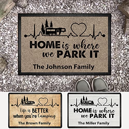 Personalized Home is Where We Park It Doormat - Custom Rv and Family Name Camping Door Mat, RV Accessories for Inside Outside, Decorations for Travel Trailers, Funny Decorative Gift Motorhome Rugs - color: Style 7