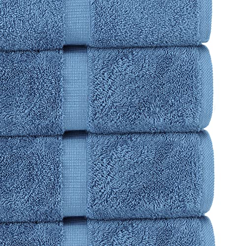Chakir Turkish Linens 4 Piece Extra Large Bath Towels, 100% Cotton Luxury Turkish Towels for Bathroom, Soft Absorbent Bath Towels, 30 x 60 Inches, Wedgewood - color: Wedgewood