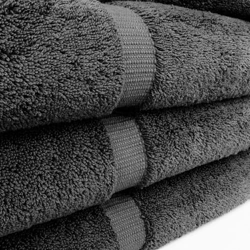 Chakir Turkish Linens 4 Piece Extra Large Bath Towels, 100% Cotton Luxury Turkish Towels for Bathroom, Soft Absorbent Bath Towels, 30 x 60 Inches, Dark Gray - color: Dark Gray