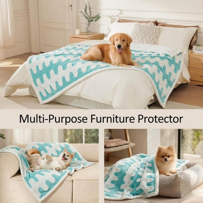 Waterproof Pet Blanket,Dog Bed Covers Small Throw for Puppy Cats Stylish Jacquard Pets Couch Sofa Furniture Protection Washable Reversible Covers (Blue Wave,XS) - color: Blue Wave, size: XS-50*70cm(20*28in)