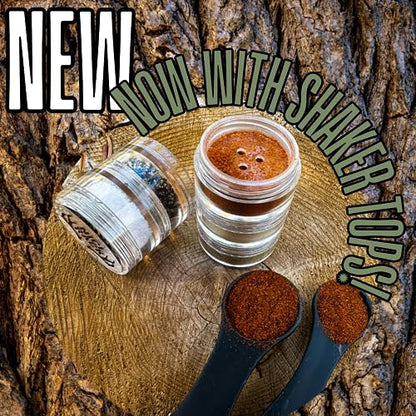 NICE RACK Mini Travel Spice Rack Filled with Organic Herbs, Refillable, Made in USA, Camp Spice Kit - Great Gift, CAMPING, RV, Purse, Backpacking with Shaker Tops 5 Stacking (3 3/8 x 1 3/8") - size: 2 Ounce (Pack of 1), style: with Shaker Tops